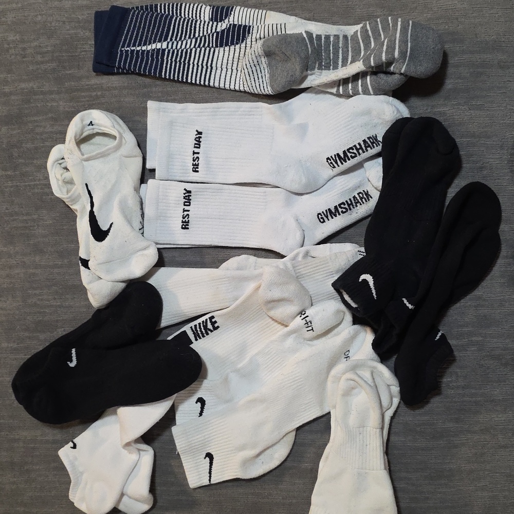 Nike & Gymshark Men's Athletic Socks - White, Black, Multi